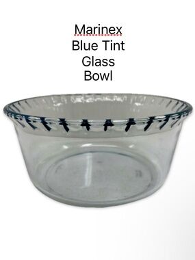 Marinex Blue Tint Glass Casserole Kitchen Serving Bowl